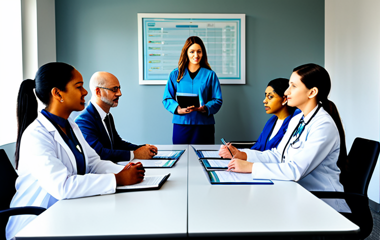 **

"A diverse team of healthcare professionals, including a therapist in modest attire, collaborating around a table reviewing patient data in a bright, modern hospital conference room.  Emphasis on communication and shared goals.  Safe for work, appropriate content, fully clothed, professional setting, perfect anatomy, correct proportions, natural pose, professional photography, high quality."

**