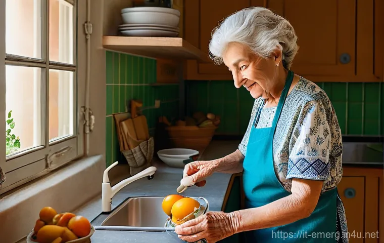 작업치료사의 환자 진단 사례 - **Prompt:** A vibrant, sunlit modern kitchen in an Italian home. An elderly Italian woman, around 70...