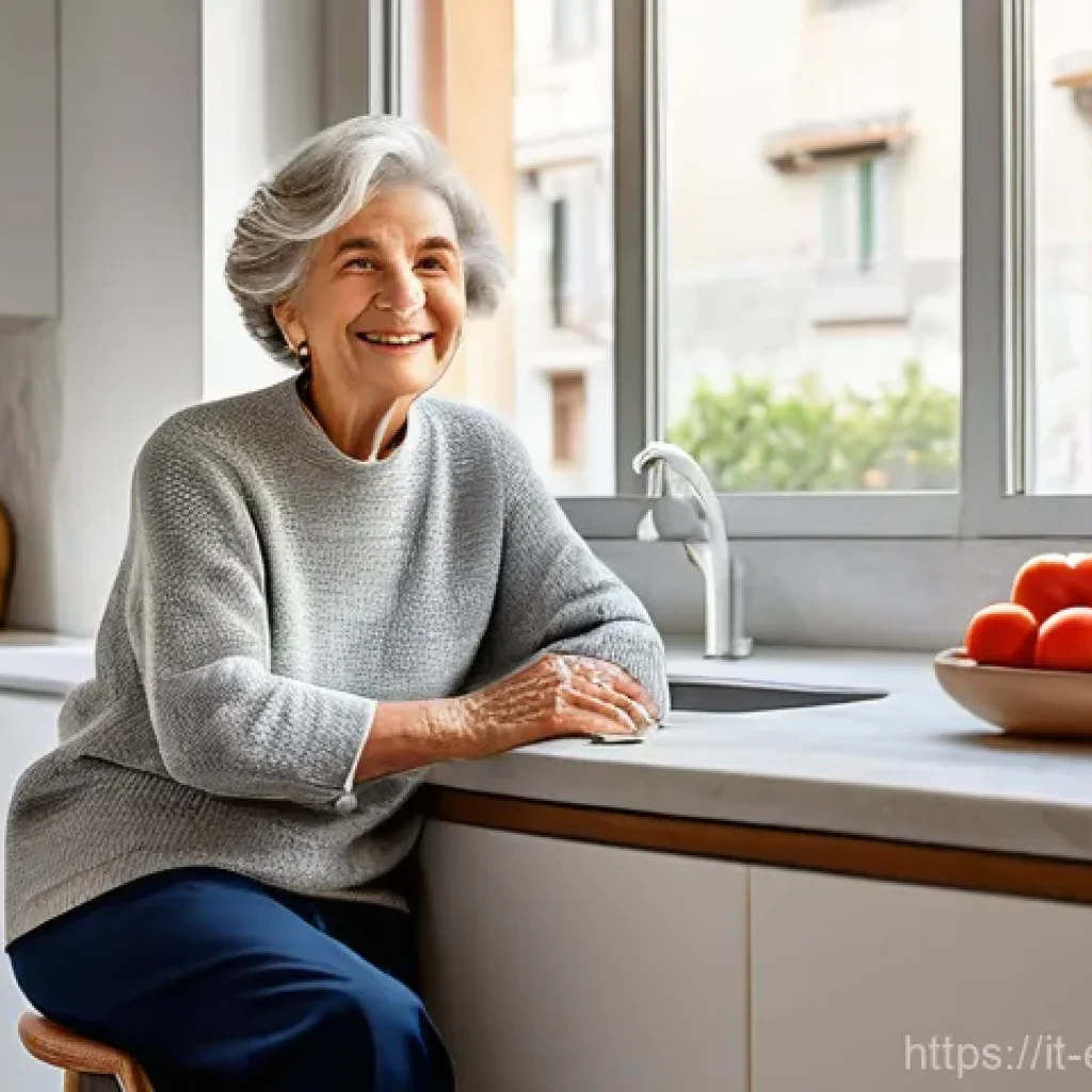 작업치료사의 치료 실습 꿀팁 - **Prompt:** A serene, elderly Italian woman, elegantly dressed in a comfortable, modest sweater and ...