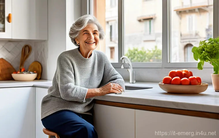 작업치료사의 치료 실습 꿀팁 - **Prompt:** A serene, elderly Italian woman, elegantly dressed in a comfortable, modest sweater and ...