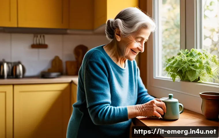 작업치료사의 환자 복지 증진 사례 - **Prompt 1: Regaining Daily Independence in a Home Setting**
    "A candid, warm-toned photograph of...