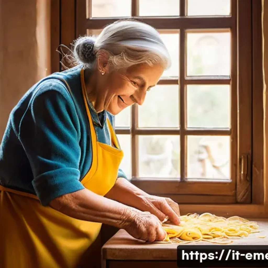 작업치료사의 환자 치료 경험 공유 사례 - A warm, sunlit Italian kitchen, filled with natural light streaming through a large window. An elder...
