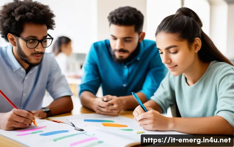 작업치료사의 자격 시험 준비 과정 - **Occupational Therapy Students Engaged in Collaborative Study Session**
    A group of diverse youn...
