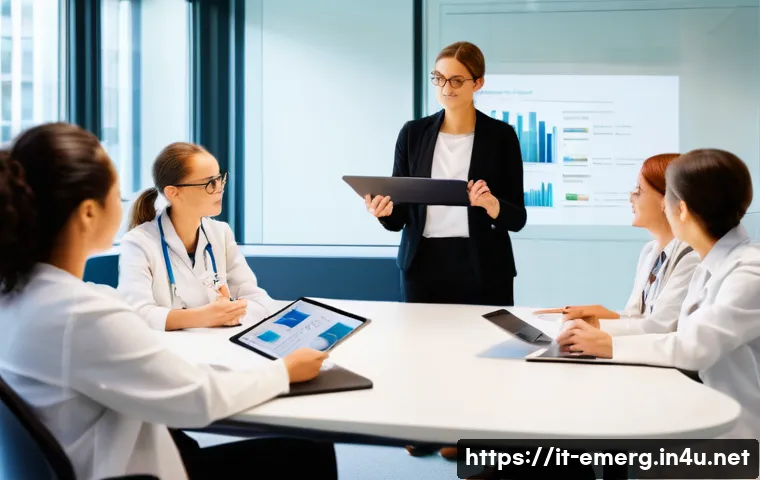 작업치료사의 병원 내 교육 참여 - A modern hospital conference room filled with diverse occupational therapists attending an interacti...