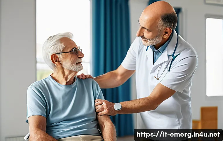 작업치료사의 치료 계획 수립 방법 - A detailed clinical scene showing a middle-aged Italian therapist conducting a comprehensive functio...