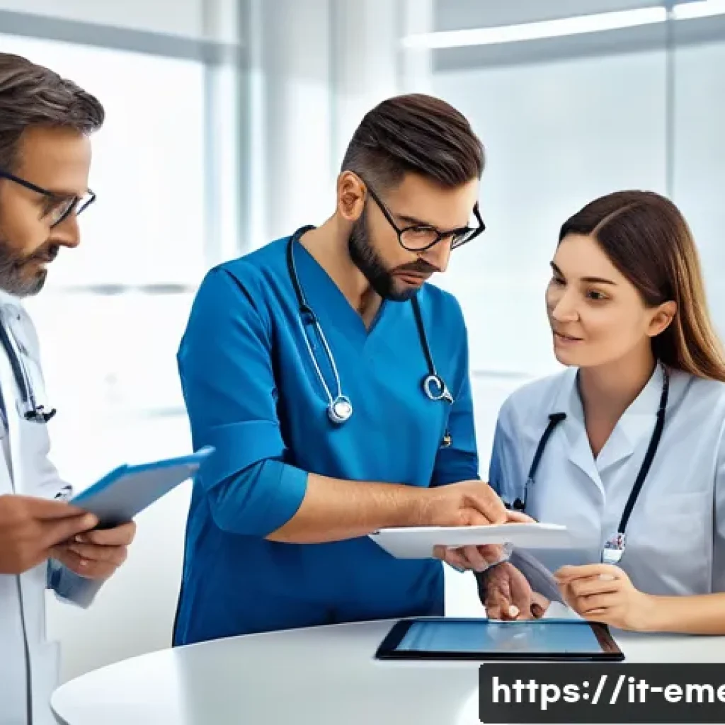 작업치료사의 치료 사례 분석 노하우 - A professional clinical setting showing a multidisciplinary team of healthcare specialists—physiothe...