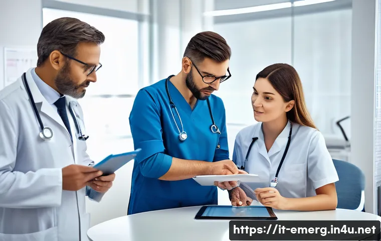 작업치료사의 치료 사례 분석 노하우 - A professional clinical setting showing a multidisciplinary team of healthcare specialists&mdash;physiothe...
