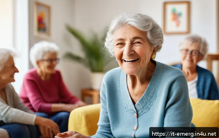 작업치료사의 치료 목표 성취 사례 - An elderly Italian woman in her cozy, sunlit living room, wearing comfortable clothing and slippers,...