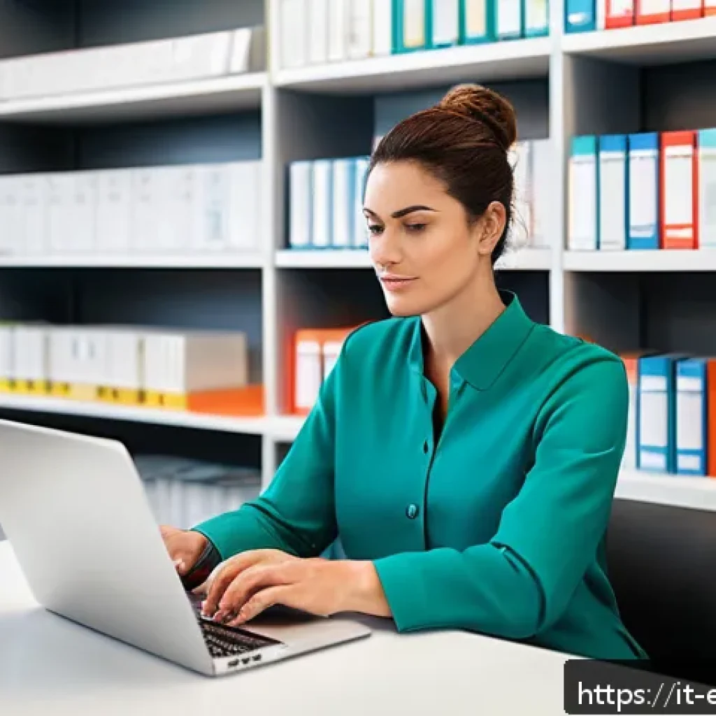 작업치료사의 환자 경과 기록법 - A professional occupational therapist in a modern Italian clinic, sitting at a sleek desk with a lap...
